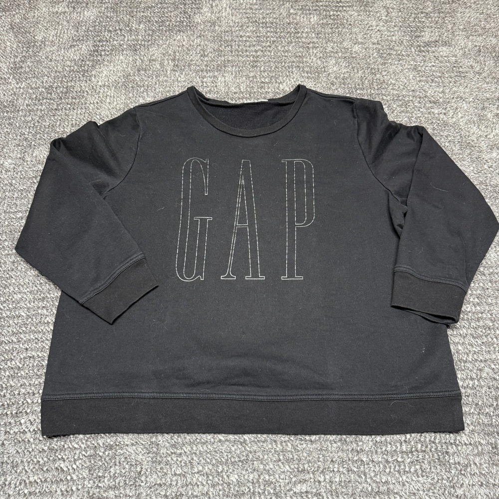 GAP Mens XXL Black Outline‎ Logo Crewneck Sweatshirt Graphic Pullover